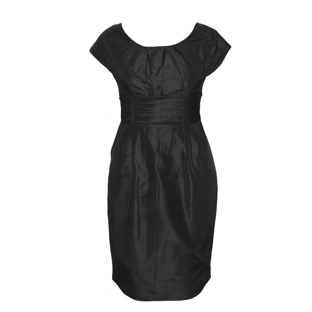 NWT Y2K Vivienne Tam Black 100% Silk formal Dress Chain fitted Waist Detail XS
